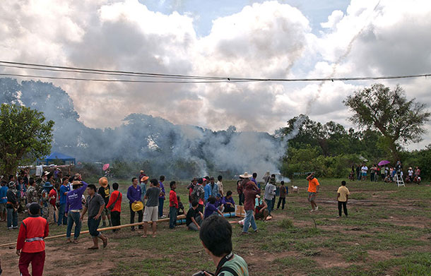 Firing rockets for the Bun Bang Fai Festival. Bernd Mechsner/Creative Commons